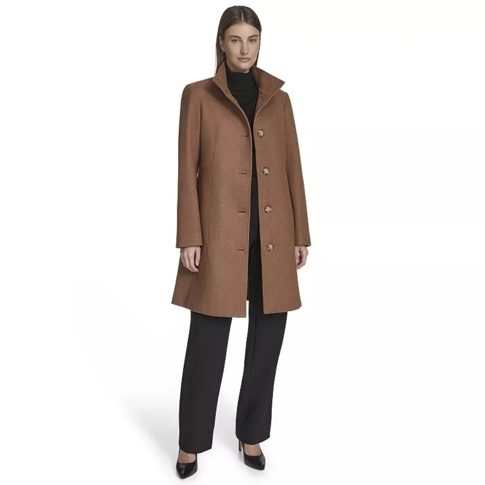 Women's Brown Wool Coat - Picture 2 of 11